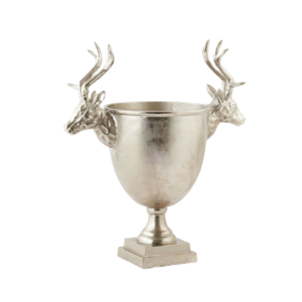 180 DEGREES DEER STAGHEAD WINE COOLER OR ICE BUCKET ON A PEDESTAL BASE