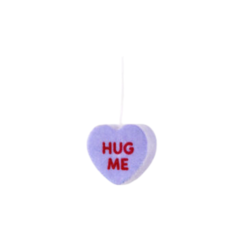 180 DEGREES INDIVIDUALLY SOLD SMALL FLOCKED CONVERSATION HEART DECORATIONS