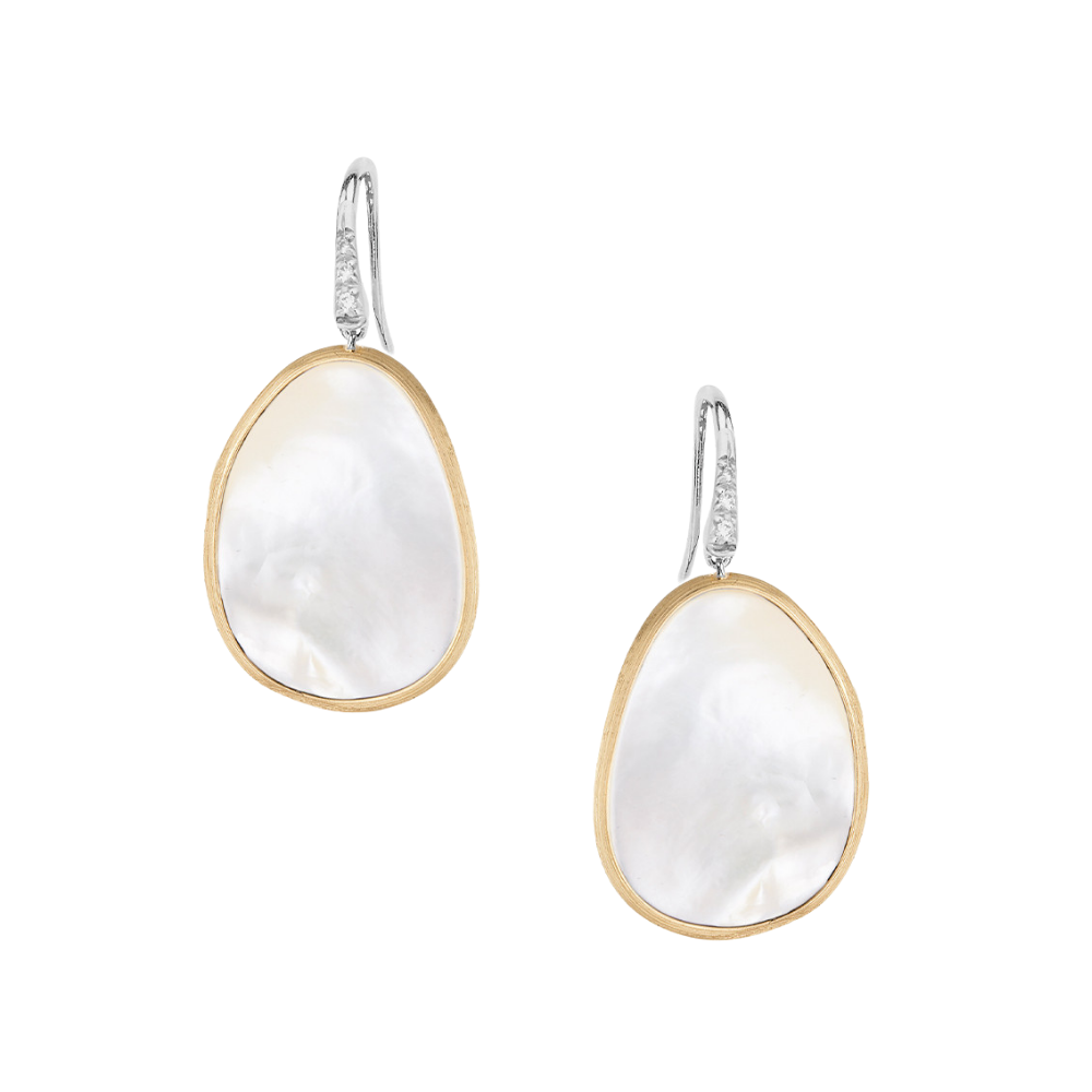 MARCO BICEGO 18K YELLOW AND WHITE GOLD DIAMOND AND MOTHER OF PEARL EARRINGS
