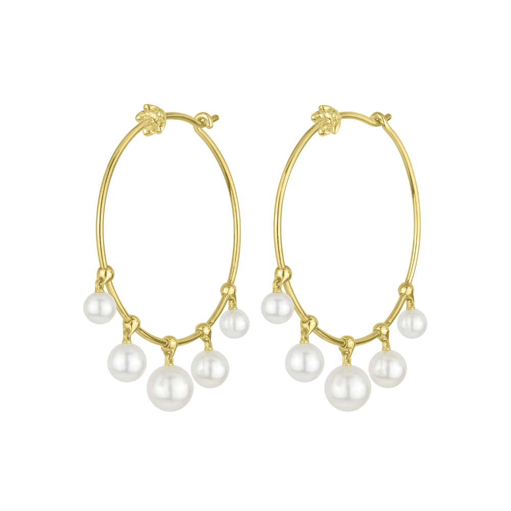PAUL MORELLI 18K YELLOW GOLD WIND CHIME EARRINGS WITH PEARLS