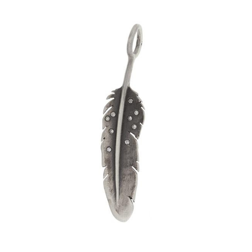 HEATHER B. MOORE STERLING SILVER PATINA FEATHER