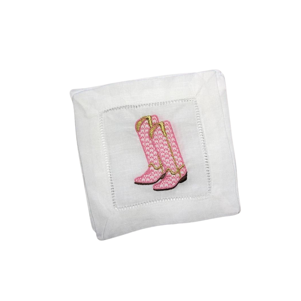 OH HAPPY DAY SHOPPE COWBOY BOOT COCKTAIL NAPKN PINK