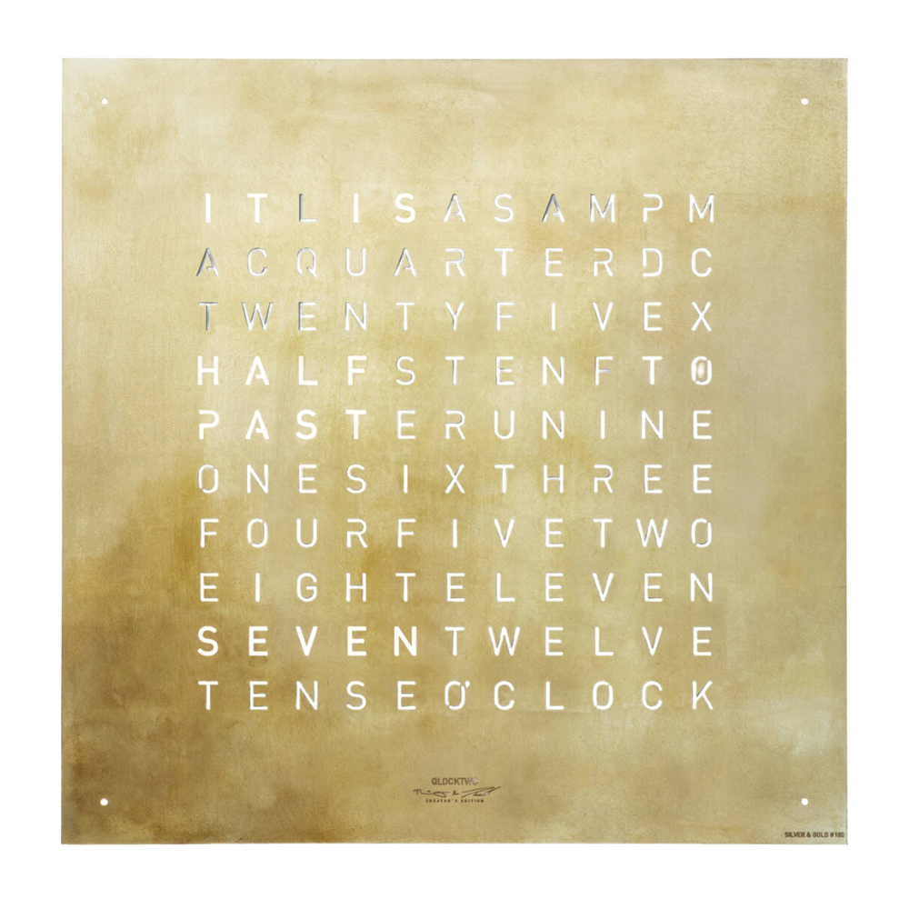 QLOCKTWO CLASSIC CREATOR'S EDITION SILVER AND GOLD CLOCK