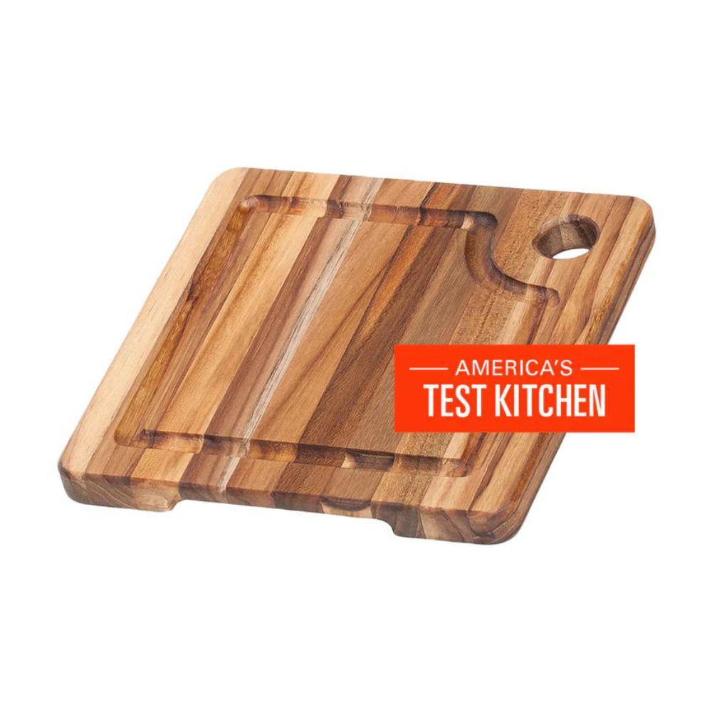 TEAK HAUS MARINE SQUARE CUTTING BOARD WITH JUICE CANAL