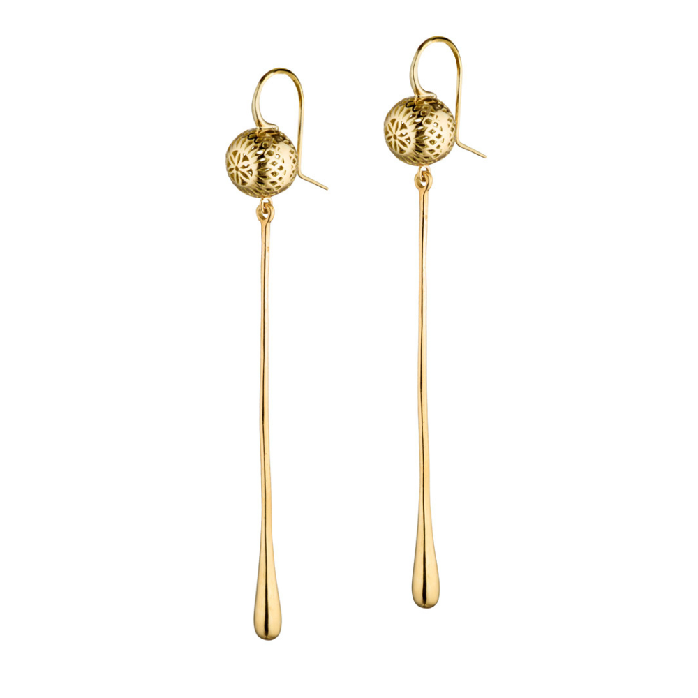 RAY GRIFFITHS 18K YELLOW GOLD AND OXIDIZED SILVER DROP EARRINGS