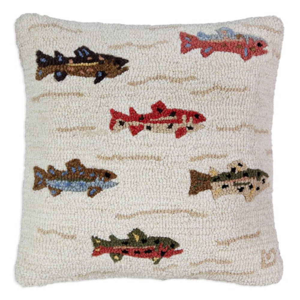 CHANDLER 4 CORNERS SUMMER TROUT HAND HOOKED PILLOW