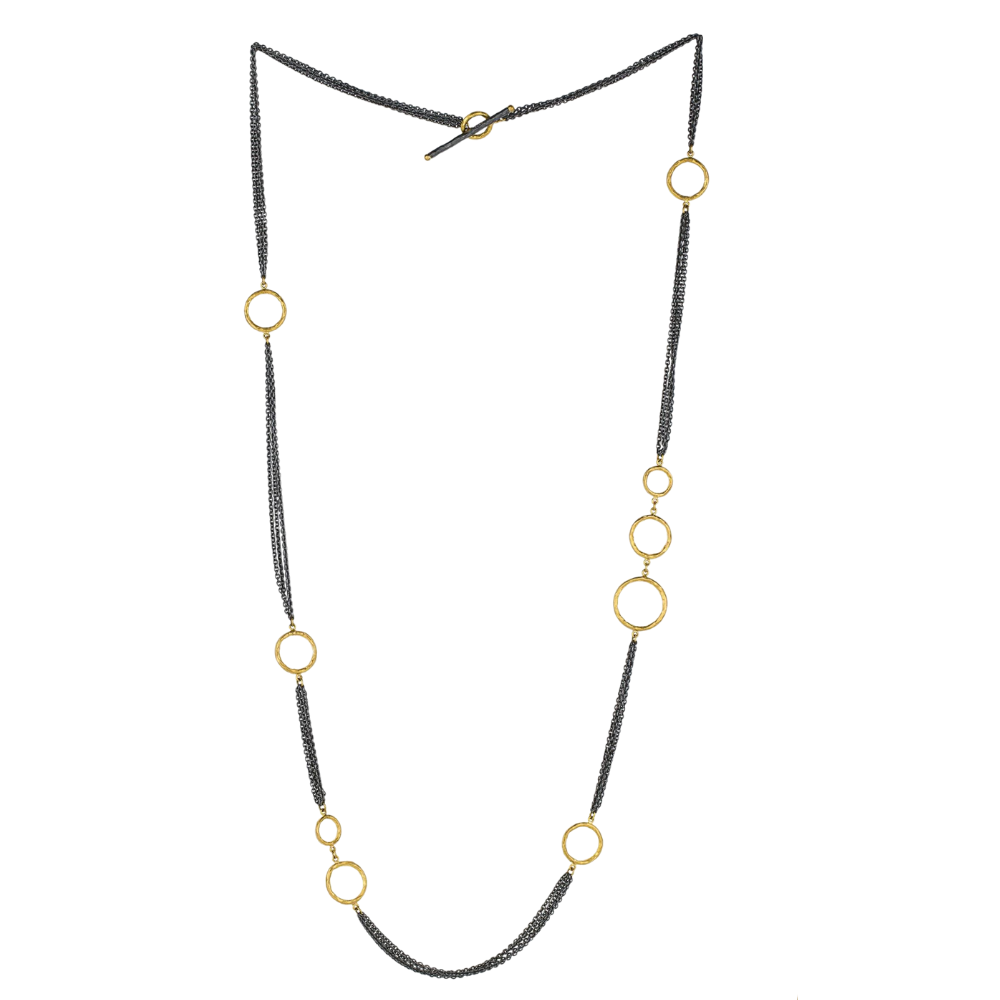 LIKA BEHAR 24K YELLOW GOLD WITH OXIDIZED STERLING NECKLACE
