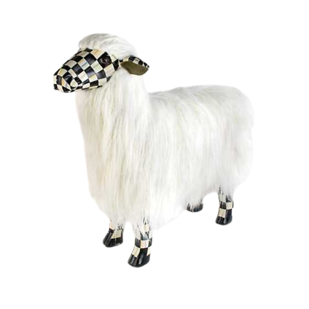 MACKENZIE CHILDS COURTLY CHECK WHITE SHEEP - LARGE
