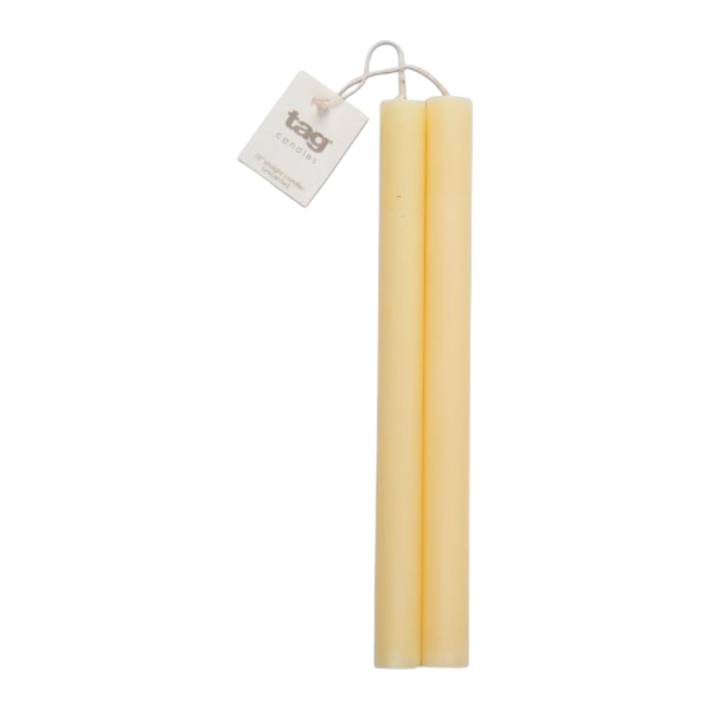 TAG STRAIGHT CANDLE IVORY 10" SET/2