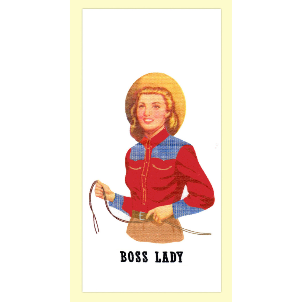 RED & WHITE KITCHEN BOSS LADY COWGIRL KITCHEN TOWEL