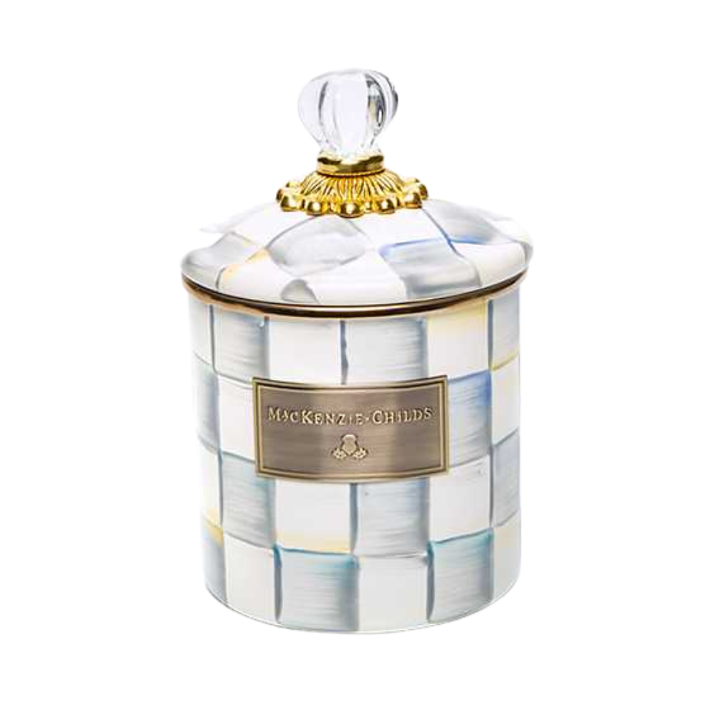 MACKENZIE CHILDS SMALL STERLING CHECK CANISTER