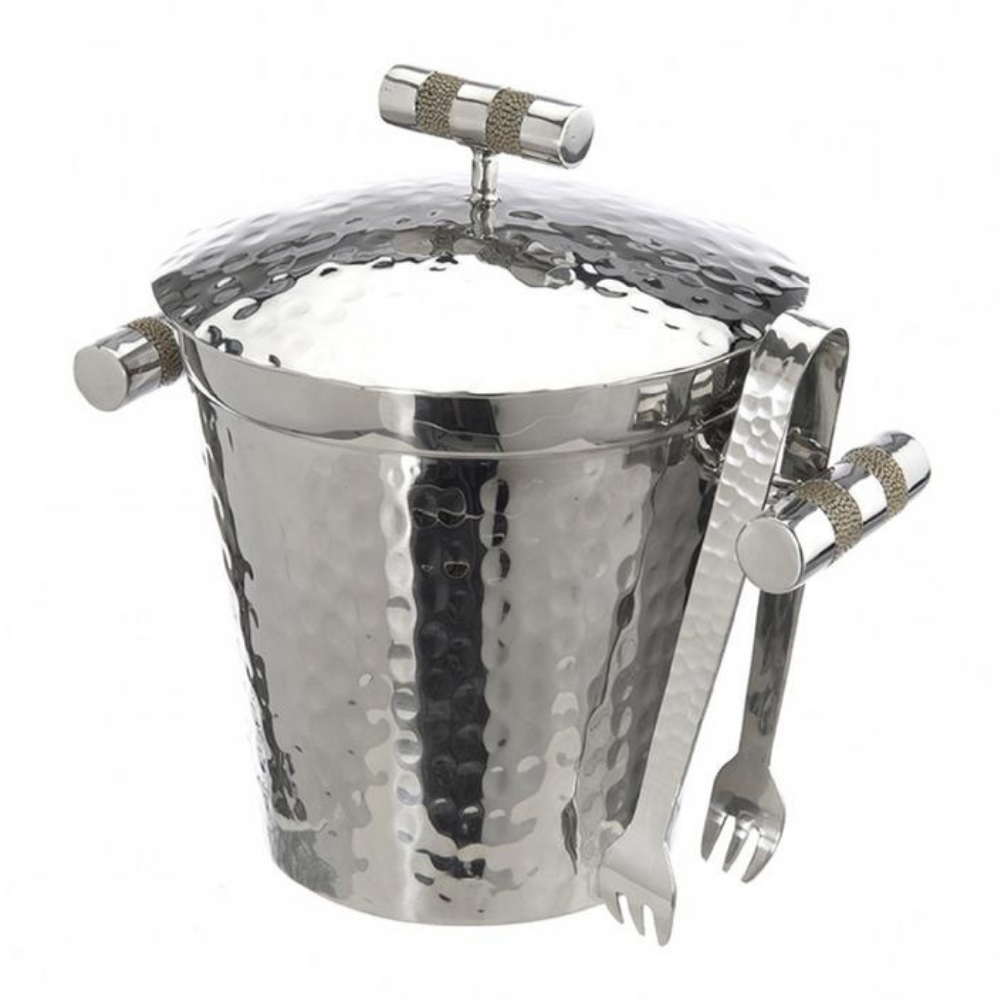 VIVO STAINLESS STEEL ICE BUCKET W LID/TONG 6X8"