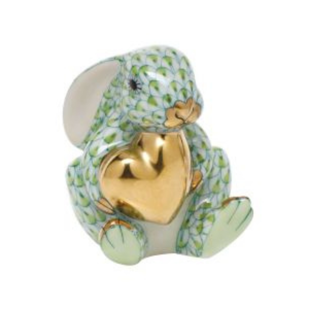 HEREND Bunny With Heart KEYLIME