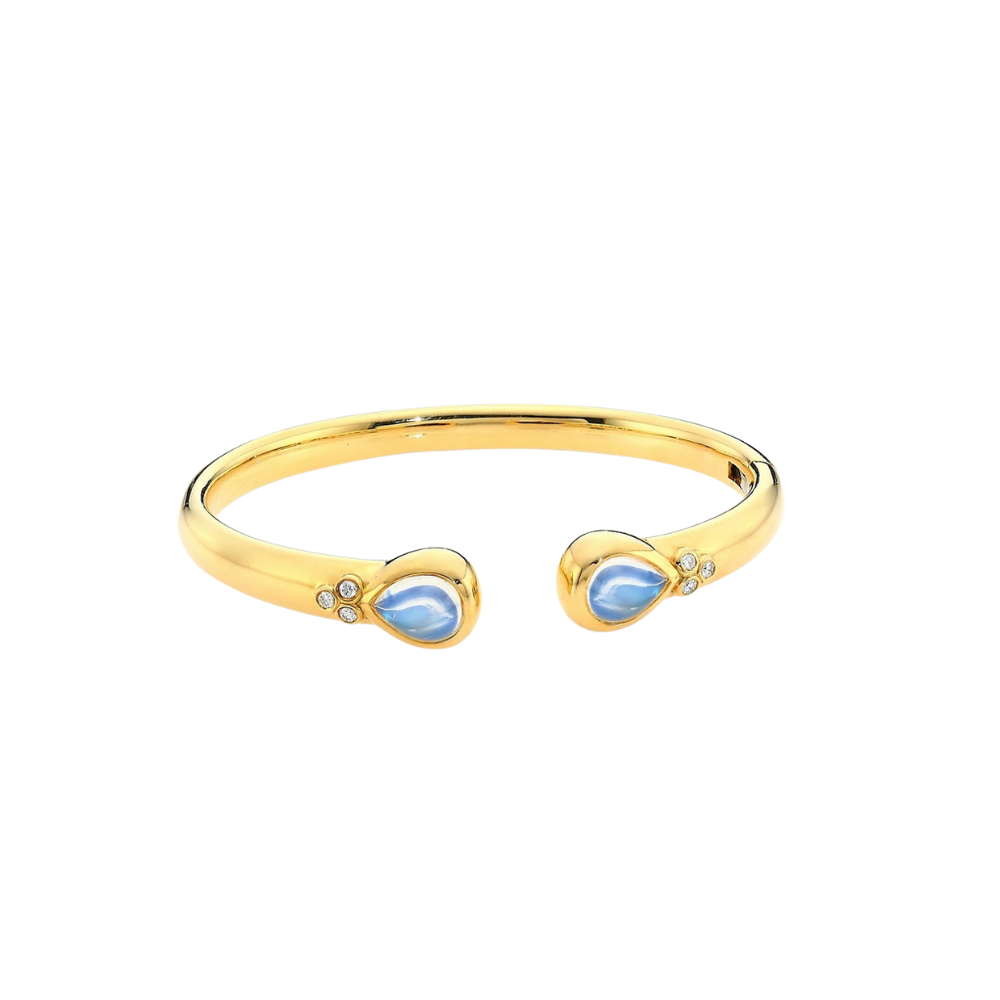 TEMPLE ST CLAIR 18K YELLOW GOLD BELLA BANGLE WITH ROYAL BLUE MOONSTONE