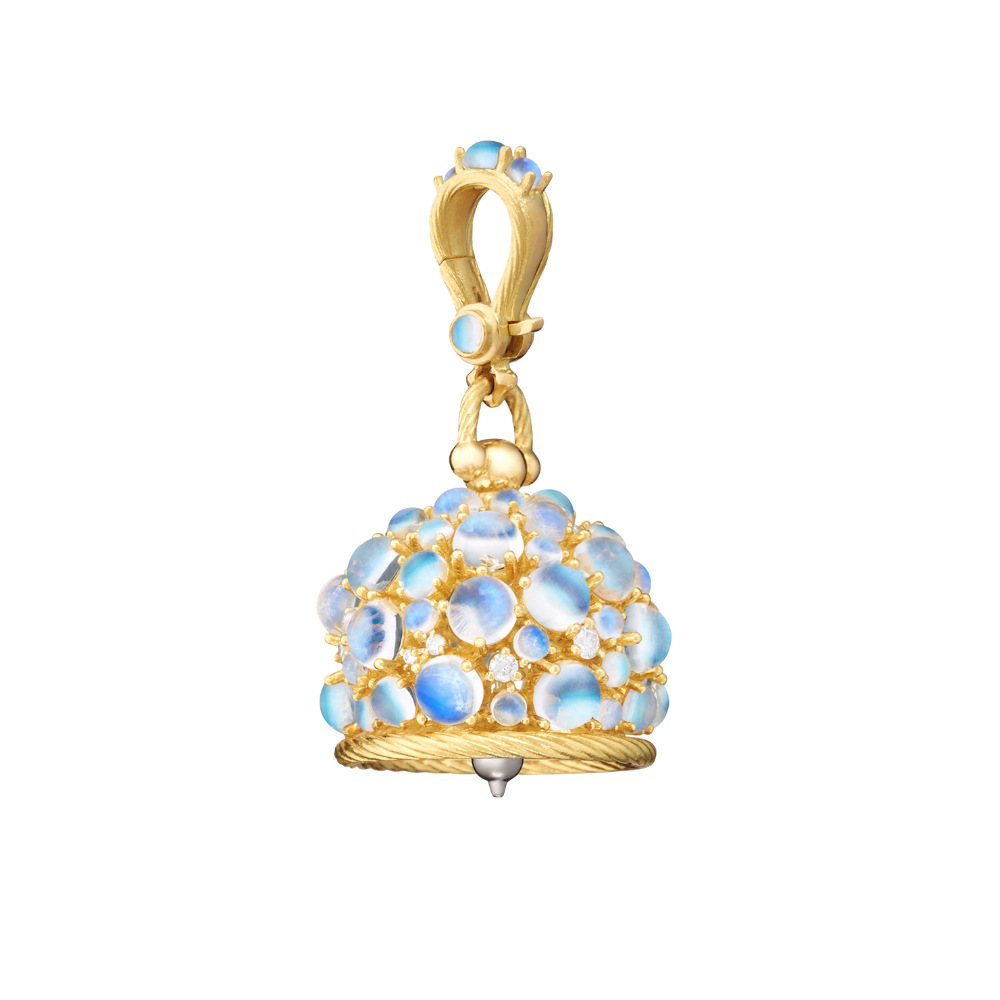 PAUL MORELLI 18K YELLOW GOLD AND 18K WHITE GOLD MOONSTONE MEDITATION BELL WITH DIAMONDS
