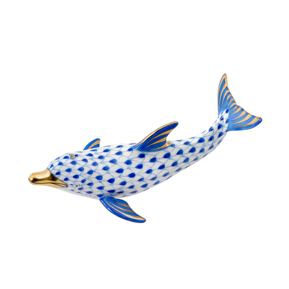 HEREND Playful Dolphin SAPPHIRE