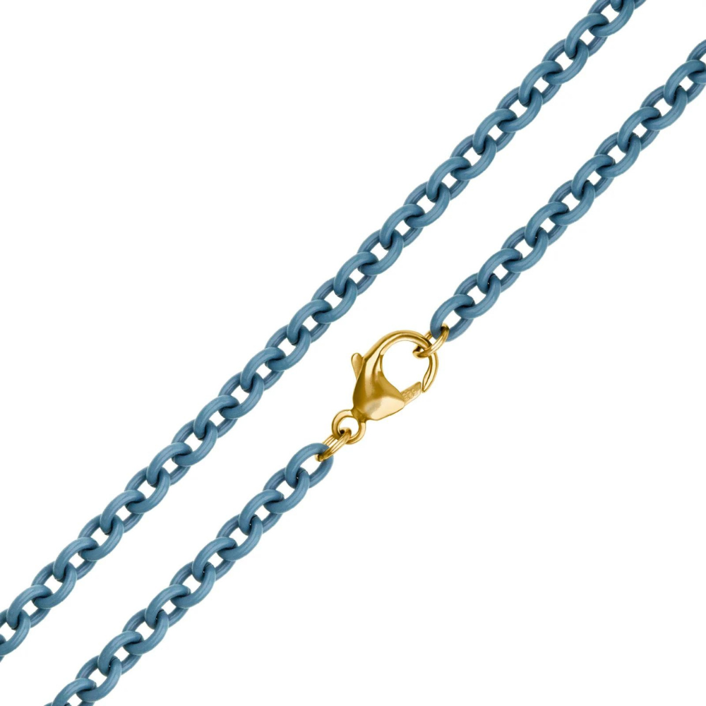 HEATHER B. MOORE 3.8MM STAINLESS STEEL AQUA BLUE CHAIN 16",18",20",24"