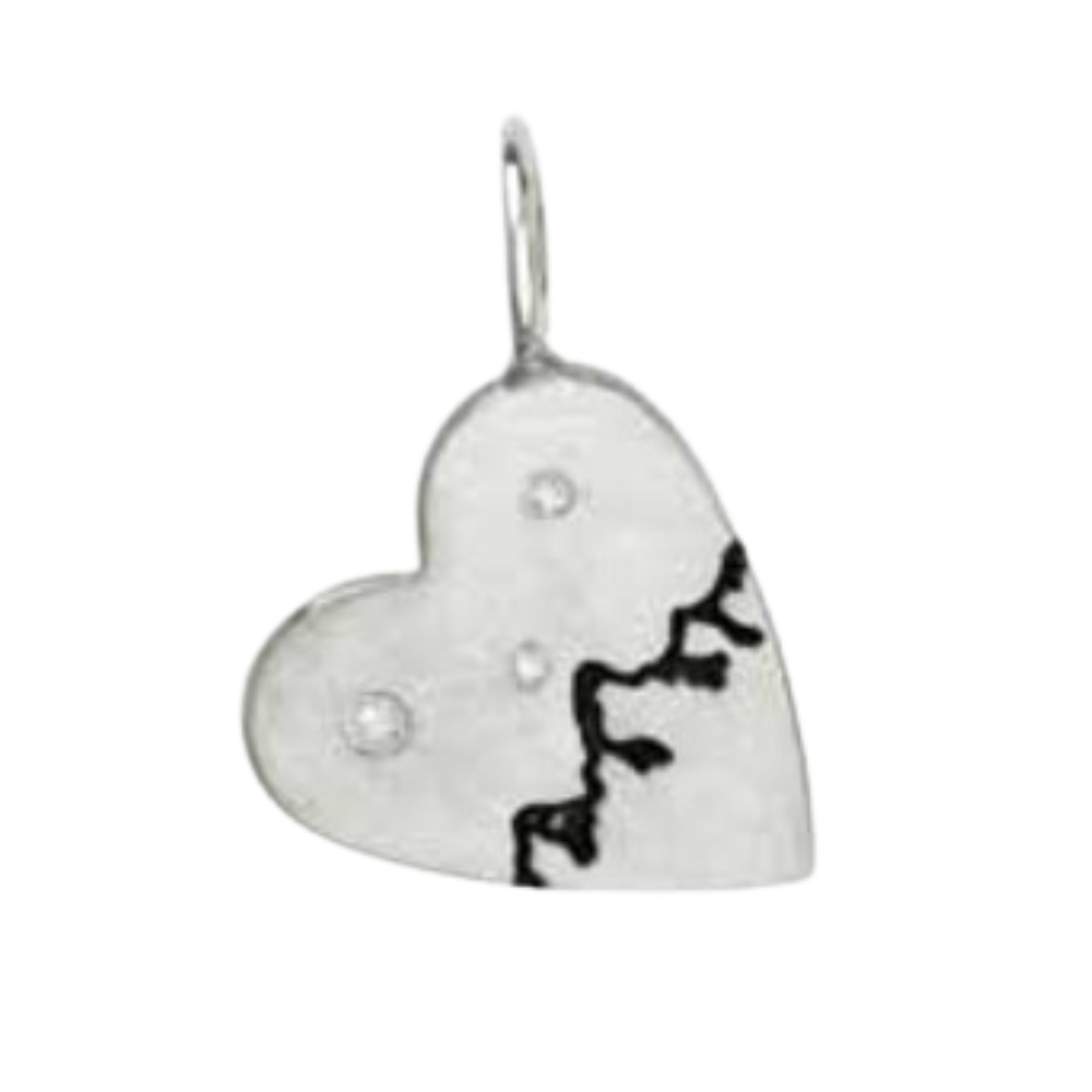 HEATHER B. MOORE STERLING SILVER HEART CHARM WITH DIAMONDS