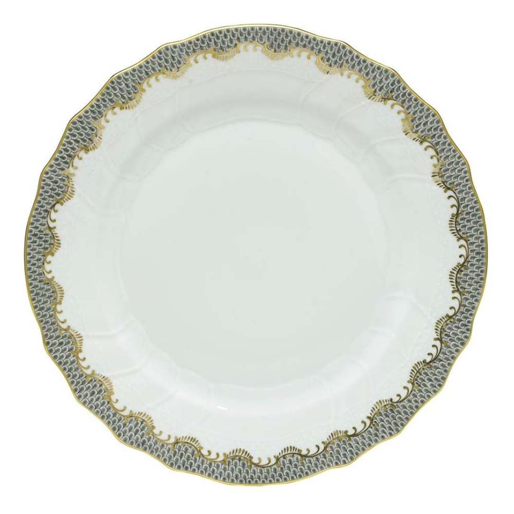 HEREND FISH SCALE GRAY DINNER PLATE