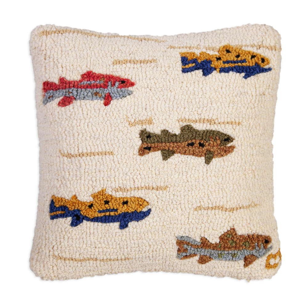 CHANDLER 4 CORNERS TROUT HAND-HOOKED PILLOW