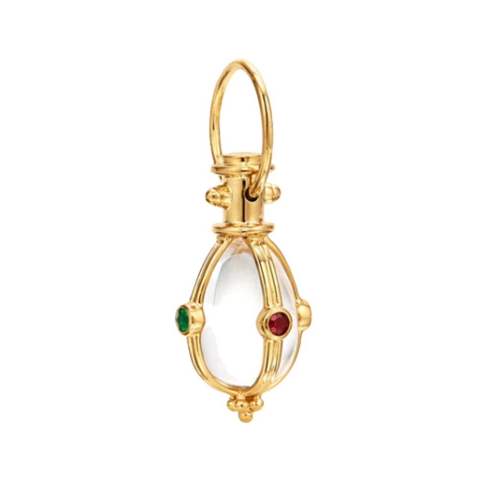 TEMPLE ST CLAIR 18K YELLOW GOLD PENDANT WITH RUBY, EMERALD AND SAPPHIRE AMULET