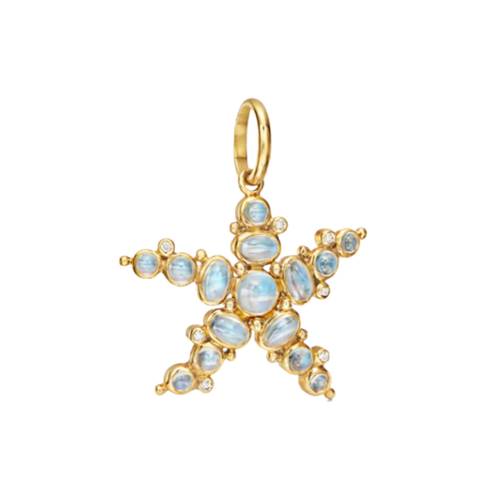 TEMPLE ST CLAIR 18K YELLOW GOLD SEA STAR PENDANT WITH MOONSTONES AND DIAMONDS
