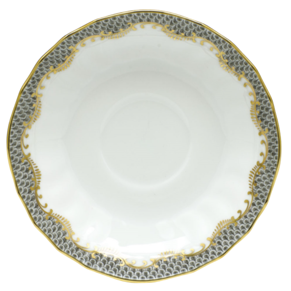 HEREND FISH SCALE GRAY CANTON SAUCER