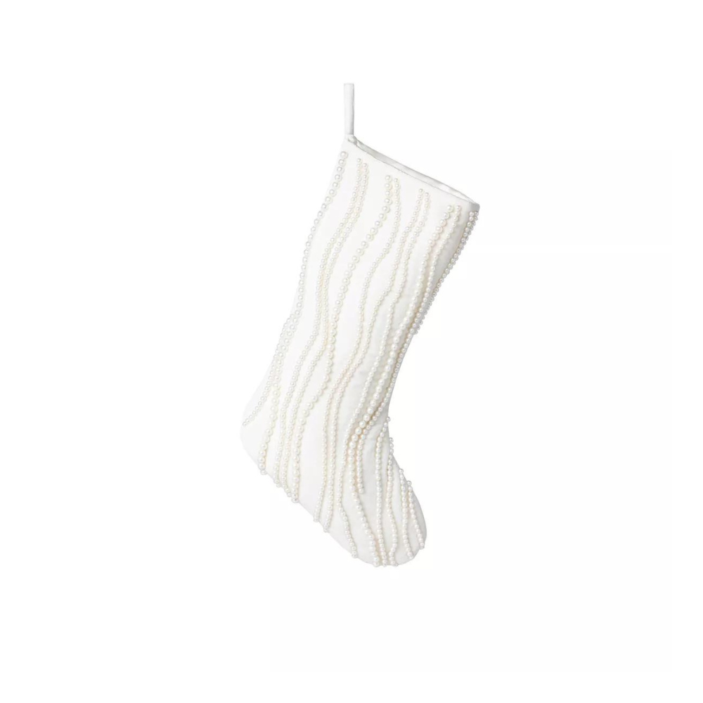 PARK HILL COLLECTION PEARL GARLAND VELVET STOCKING