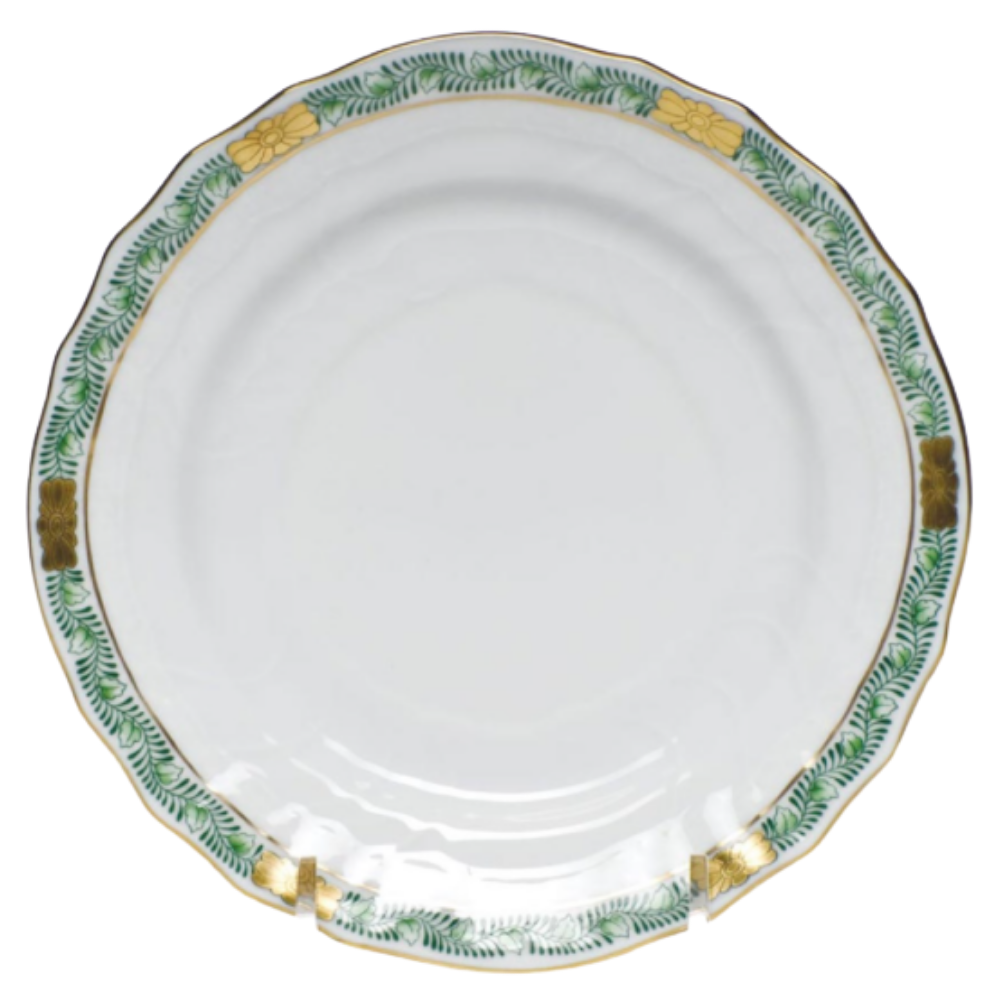 HEREND CHINESE GARLAND GREEN BREAD AND BUTTER PLATE