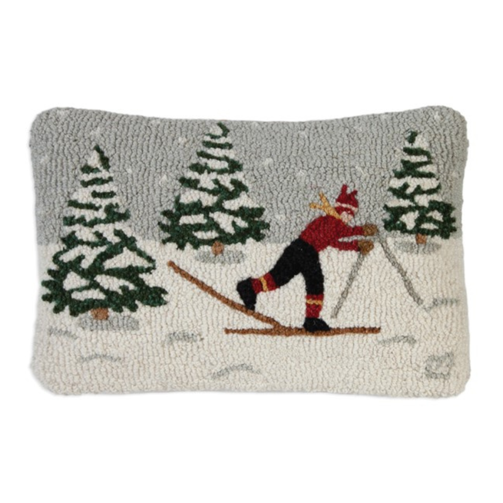 CHANDLER 4 CORNERS SKI THROUGH THE TREES HAND-HOOKED PILLOW
