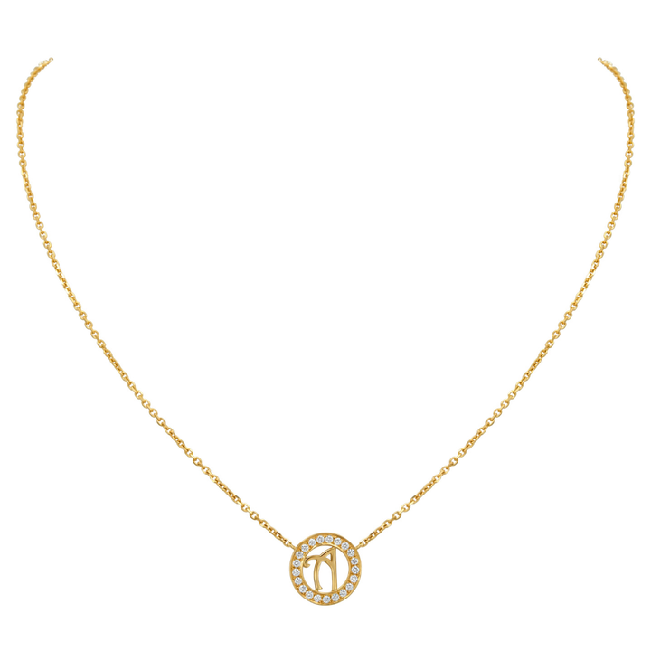 GUMUCHIAN 18K YELLOW GOLD DISC PENDANT WITH INITIAL "A"