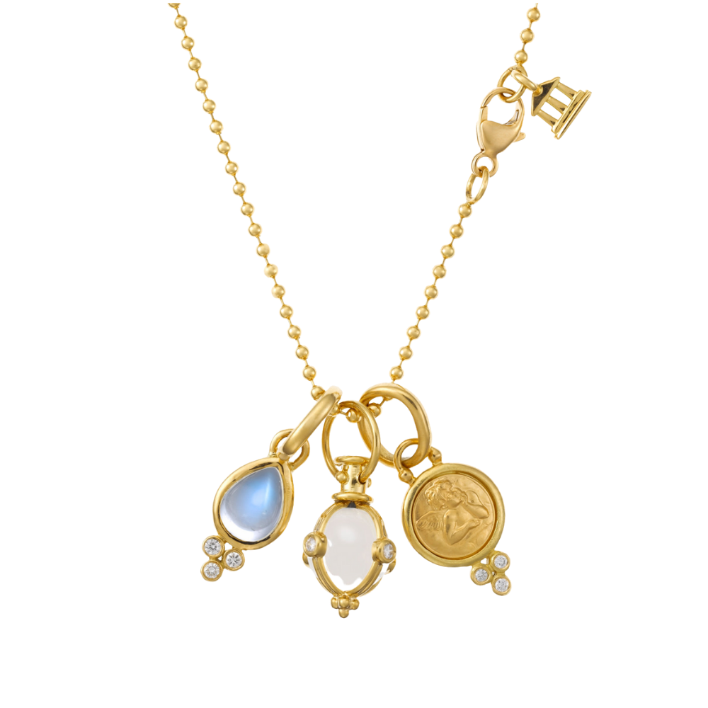 TEMPLE ST CLAIR 18K YELLOW GOLD CHAIN WITH ASSORTMENT OF CHARM PENDANTS