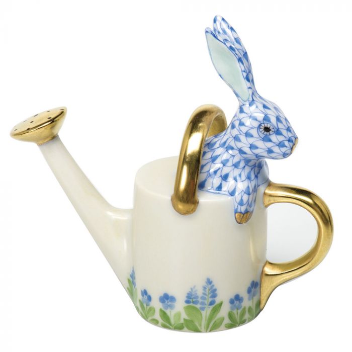 HEREND Watering Can With Bunny BLUE