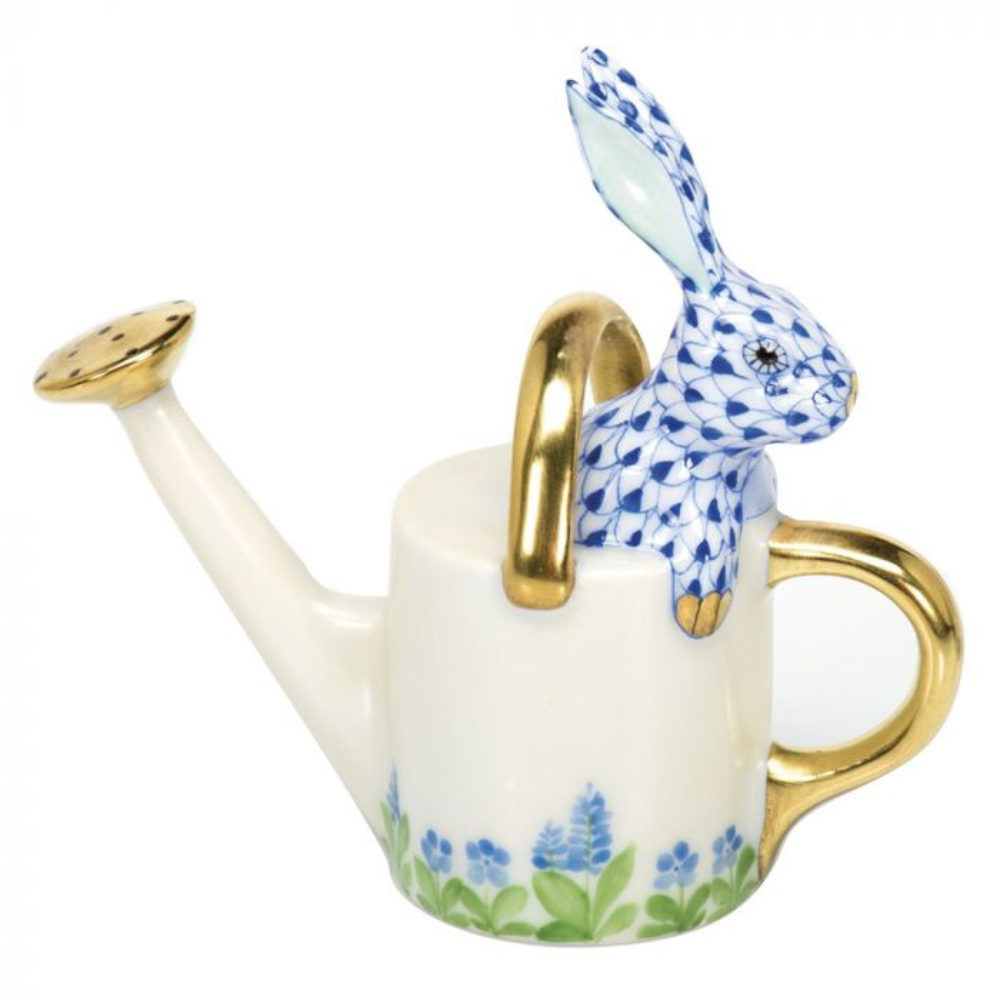 HEREND Watering Can With Bunny SAPPHIRE
