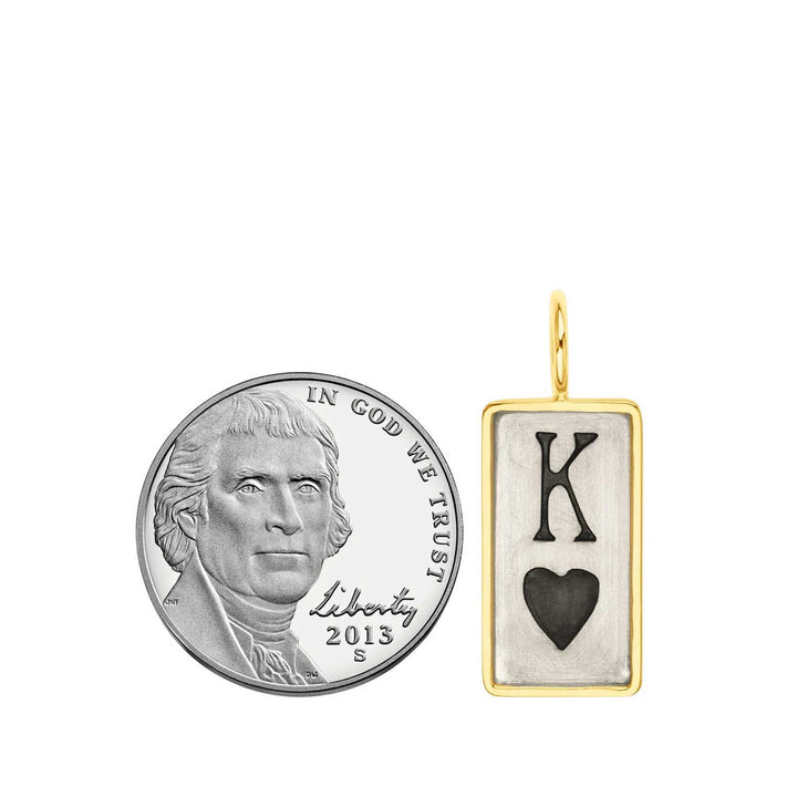 HEATHER B. MOORE YELLOW GOLD AND STERLING SILVER KING OF HEARTS ID TAG