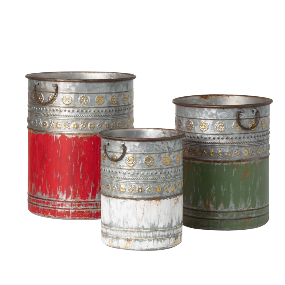 SULLIVANS INDIVIDUALLY SOLD LARGE RED (ONLY) RUSTIC HOLIDAY PAIL