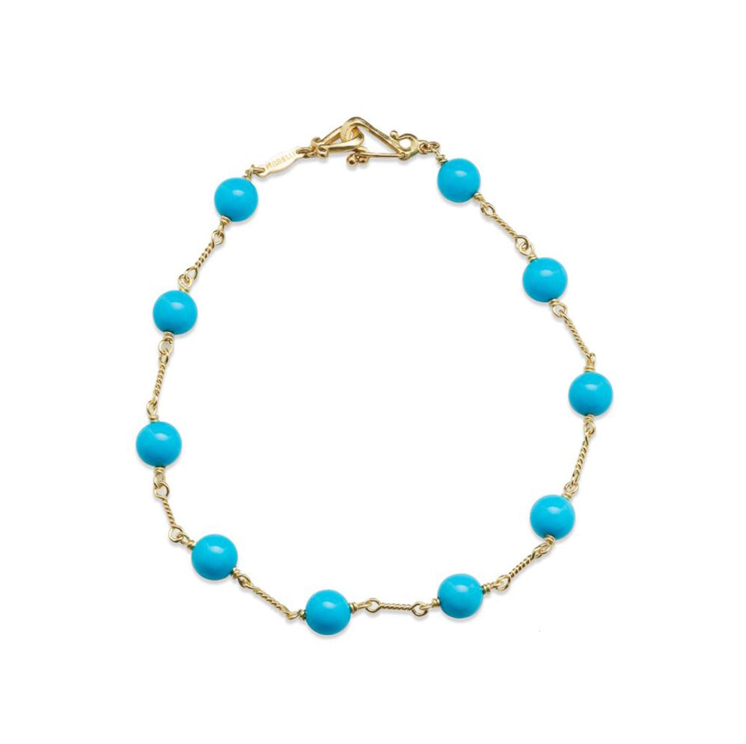 PAUL MORELLI 18K YELLOW GOLD TURQUOISE AND TWIST LINK BRACELET