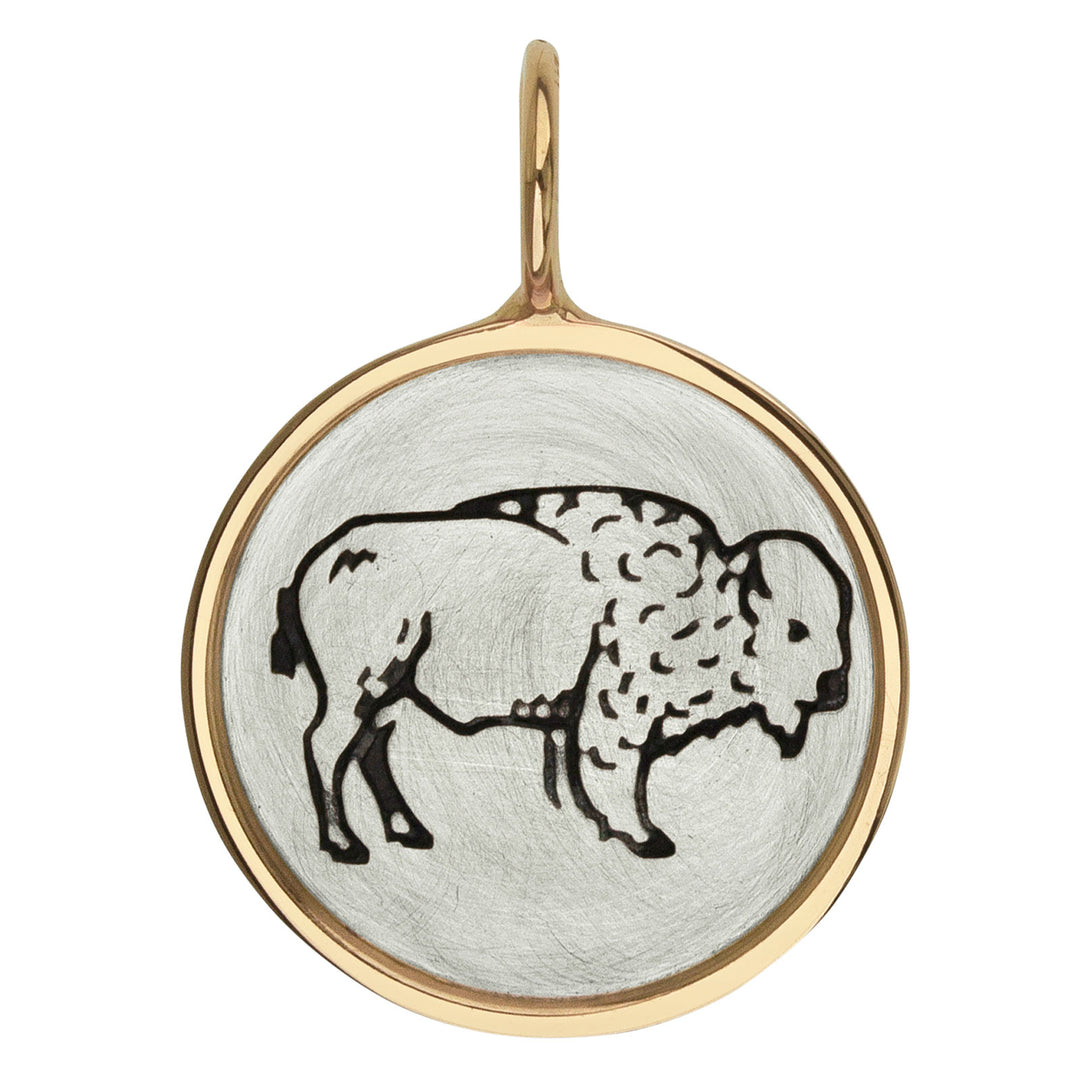 HEATHER B. MOORE Sterling Silver Bison Charm Framed in Gold