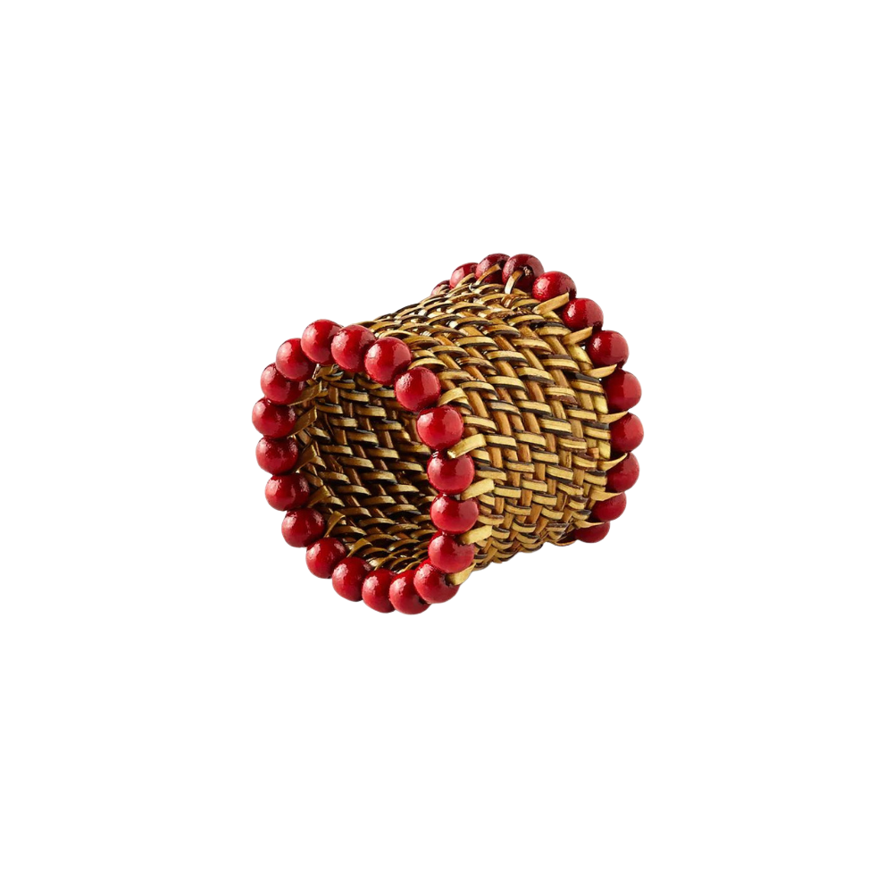 CALAISIO NAPKIN RING WITH BEADS - RED