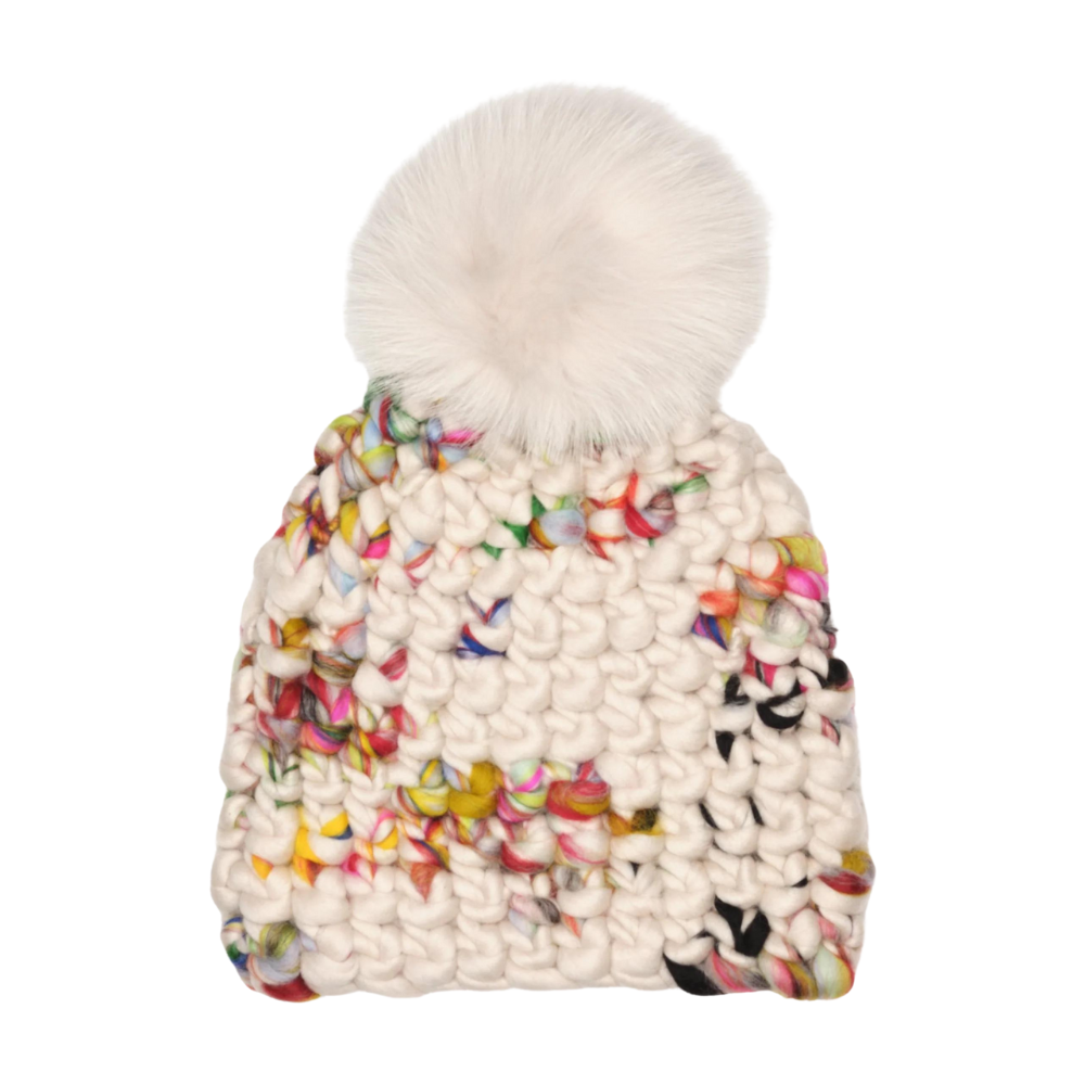 MISCHA LAMPERT DEEP BEANIE - CARNIVAL AND NUDE POM