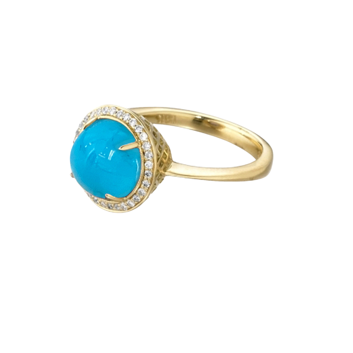 RAY GRIFFITHS 18K YELLOW GOLD AND TURQUOISE RING