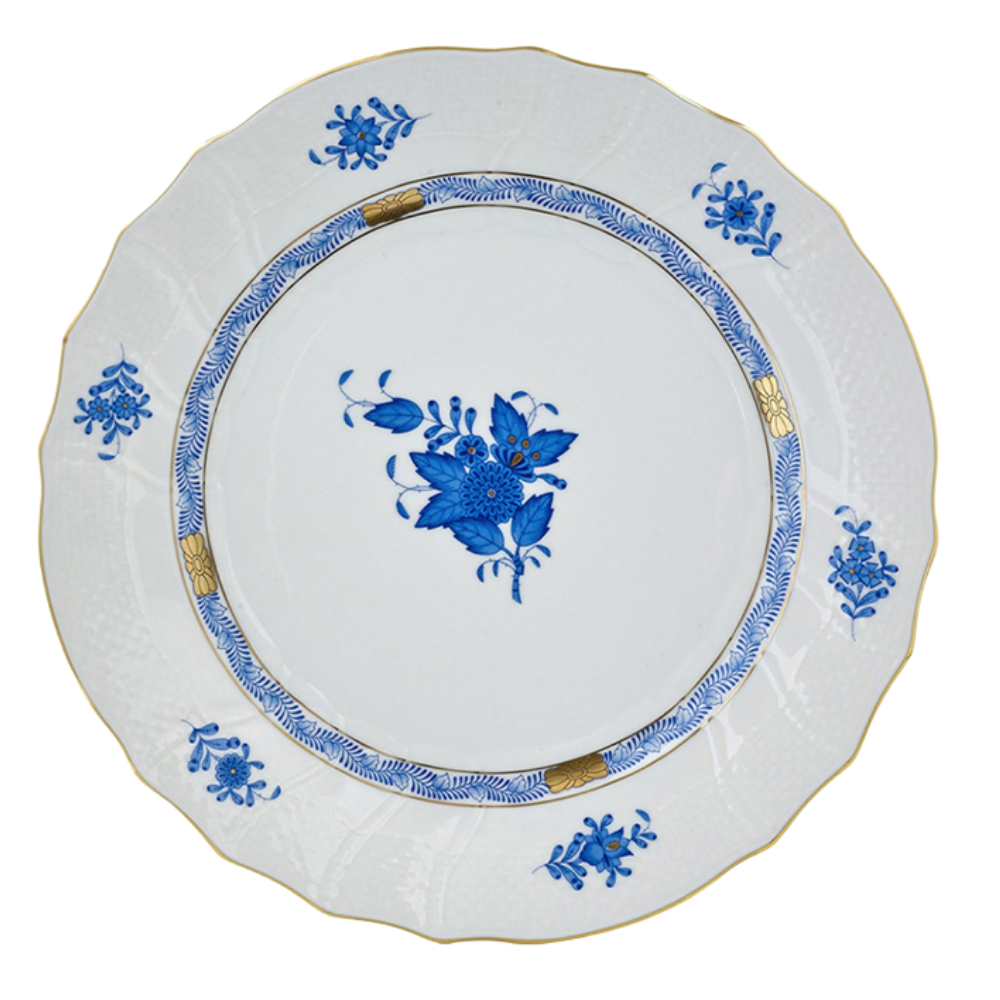 HEREND CHINESE BOUQUET BLUE BREAD AND BUTTER PLATE