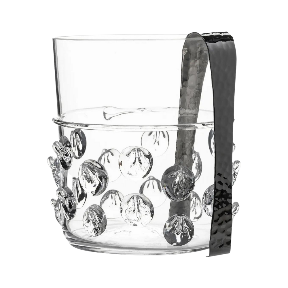 JULISKA FLORENCE CLEAR ICE BUCKET WITH TONGS