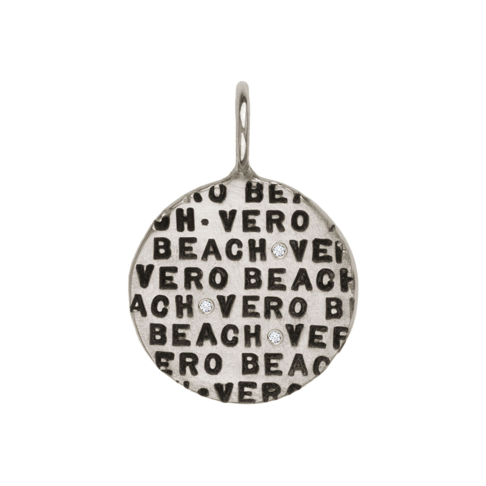 HEATHER B. MOORE STERLING SILVER ROUND VERO BEACH CHARM WITH DIAMONDS