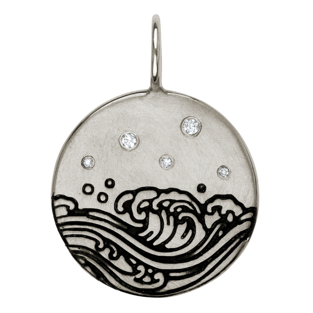 HEATHER B. MOORE STERLING SILVER WITH DIAMONDS STAMPED WAVE CHARM