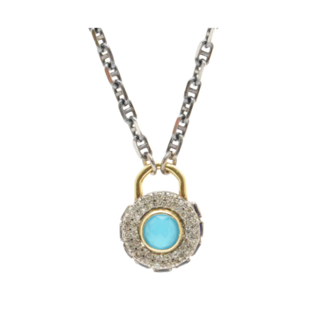 ARMENTA 18K YELLOW GOLD ACCENTS WITH STERLING SILVER DIAMOND SHIELD NECKLACE