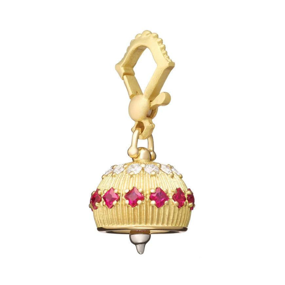 PAUL MORELLI 18K YG AND 18K MEDITATION BELL WITH DIAMONDS AND RUBIES