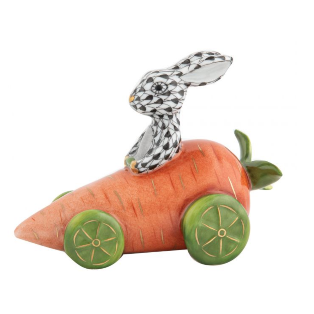 HEREND Carrot Car With Bunny BLACK