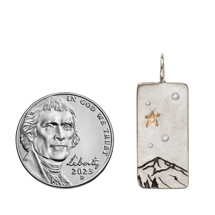 HEATHER B. MOORE 14K YELLOW GOLD AND STERLING SILVER LONE MOUNTAIN ID TAG
