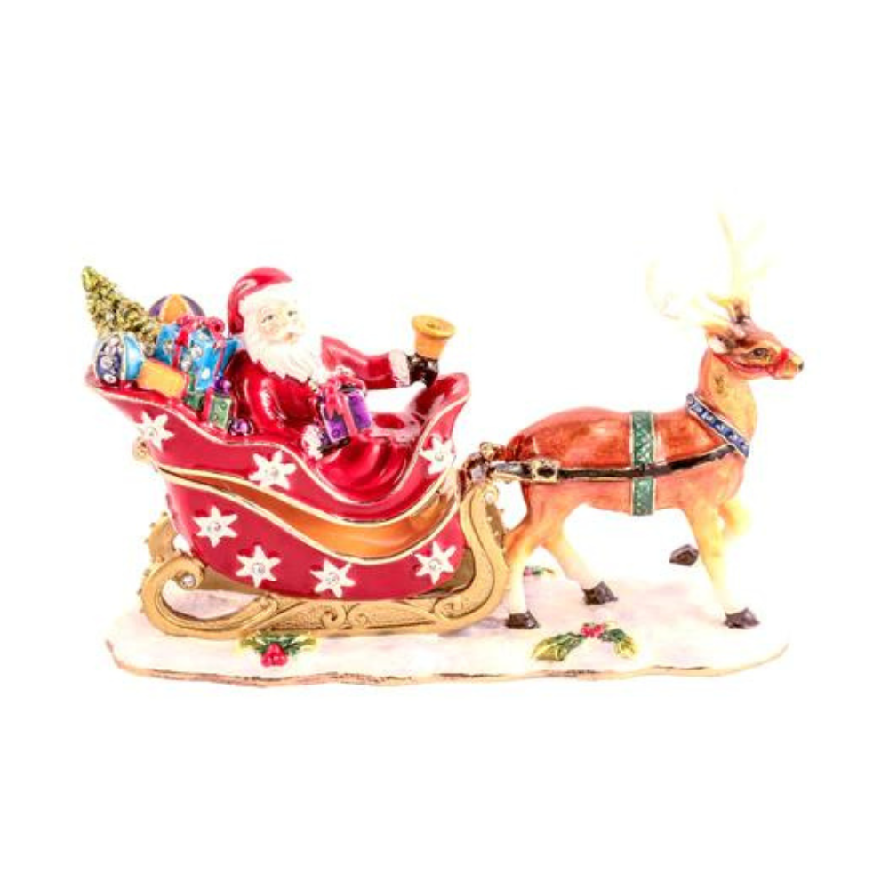 CIEL COLLECTABLES SANTA CLAUS ON SLEIGH WITH REINDEERS